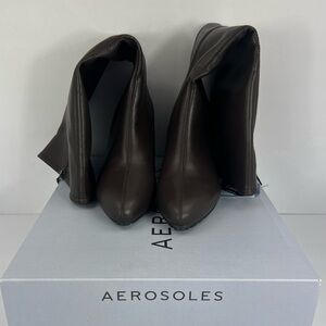 AEROSOLES WOMENS BRYNN BOOTS,TAPERED TOES, FAUX LEATHER ORTHOLITE INSOLE,BRN 8W